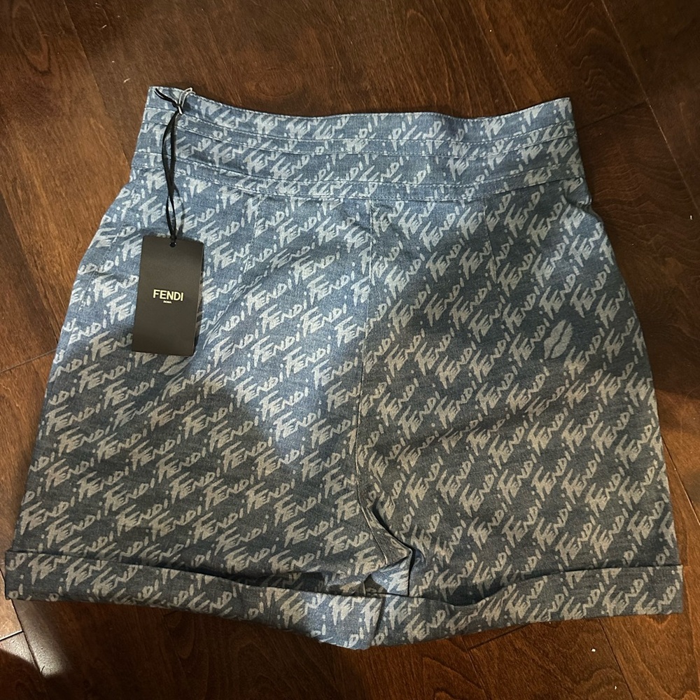 Fendi Denim Blue Patterned Fabric - Picture 2 of 4